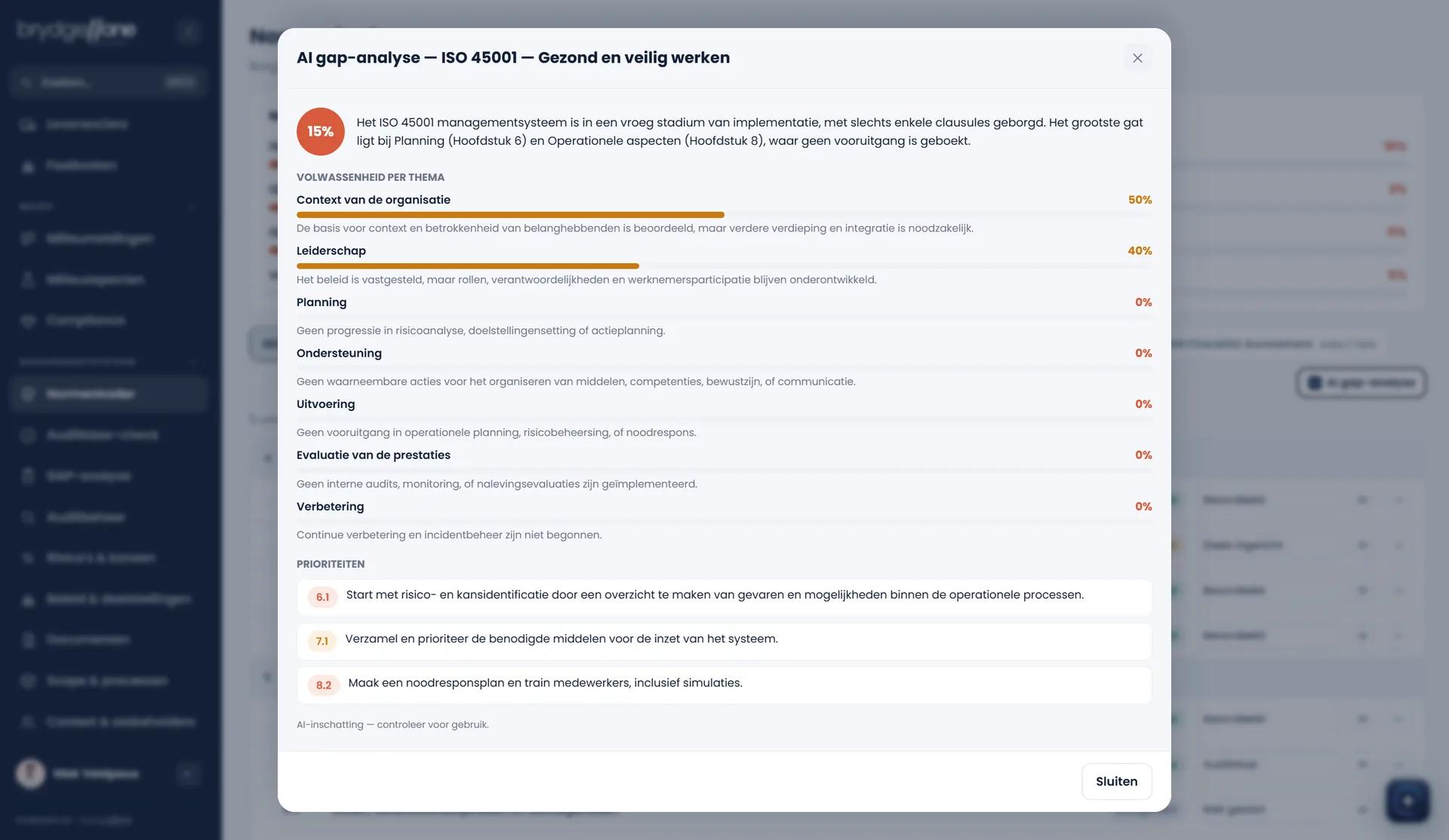 AI GAP analyse in BrydgeOne